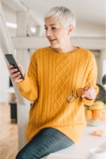 older woman with phone